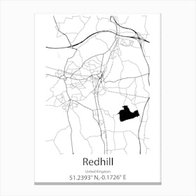 Redhill,United Kingdom Minimalist Map Toile