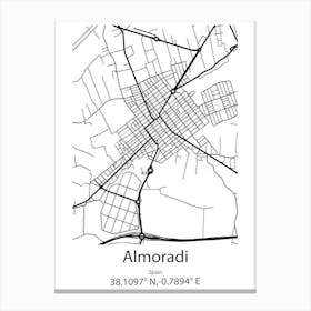 Almoradi,Spain Minimalist Map Canvas Print