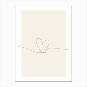 Heart Drawn On A Line Monoline Asthetic Mnimalist Drawing Canvas Print