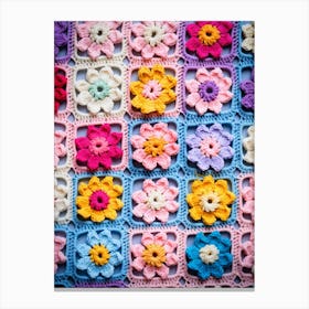 Crochet Flower Granny Squares Canvas Print