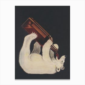 Polar Bear Drinking Beer Vintage Art Canvas Print