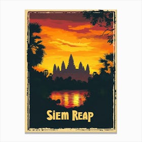 Aihrgdesign A Vintage Travel Poster Of Siem Reap Featuring Th E4c9460c 89b3 4adb 86c7 792458fa1066 2 Canvas Print