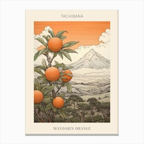 Tachibana Mandarin Orange Japanese Botanical Illustration Poster Canvas Print