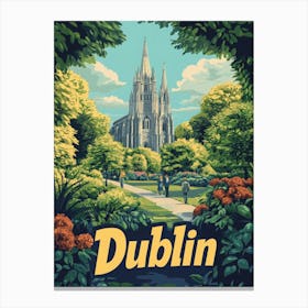 Aihrgdesign A Retro Travel Poster For Dublin 3 Canvas Print