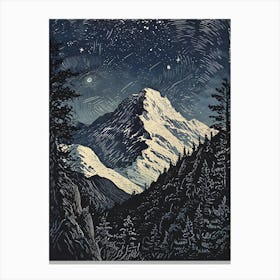 Starry Night Over Mount Rainier Canvas Print