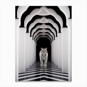Tiger In A Corridor Canvas Print