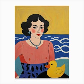 Woman With A Rubber Duck Canvas Print