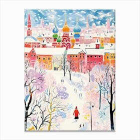 Winter Snow Moscow   Russia Snow Illustration Canvas Print