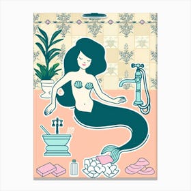 Mermaid Bath 1 Canvas Print