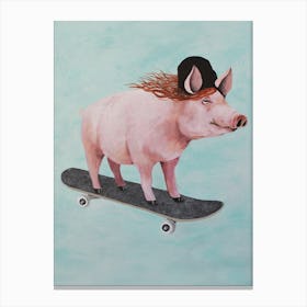 Pig Skateboarding Canvas Print