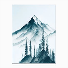 Mountain And Forest In Minimalist Watercolor Vertical Composition 192 Canvas Print