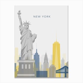 Yellow And Blue New York Skyline Canvas Print