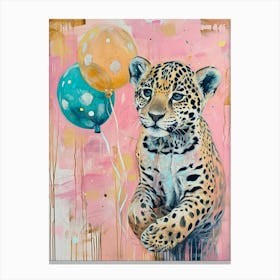 Cute Jaguar 1 With Balloon Canvas Print