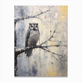 Vintage Winter Animal Painting Owl 3 Canvas Print