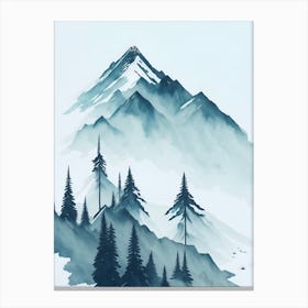 Mountain And Forest In Minimalist Watercolor Vertical Composition 26 Canvas Print