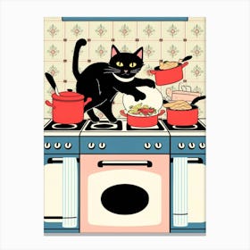 Cat In The Kitchen Vector Canvas Print