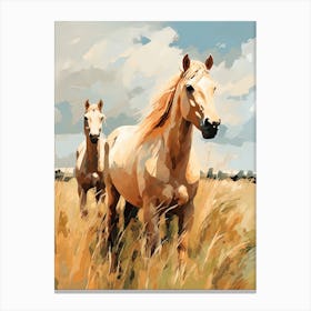 Horses Painting In Pampas Region, Argentina 2 Canvas Print