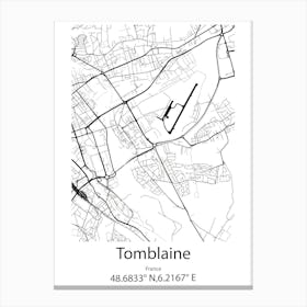 Tomblaine,France Minimalist Map Canvas Print