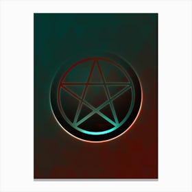 Geometric Neon Glyph on Jewel Tone Triangle Pattern 074 Canvas Print
