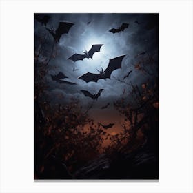 Silhouette Of Bats  Illustration 1 Canvas Print