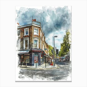 Newham London Borough   Street Watercolour 4 Canvas Print