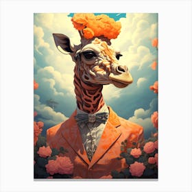 Giraffe With Flowers 4 Canvas Print