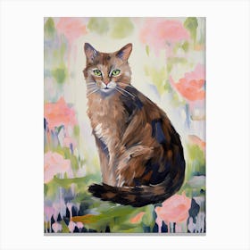 A Somali Cat Painting, Impressionist Painting 4 Canvas Print