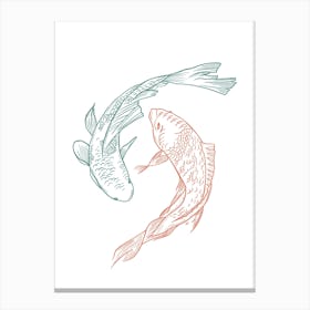 Red And Green Koi Fish Canvas Print