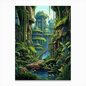 Amazon Rainforest Pixel Art 3 Canvas Print