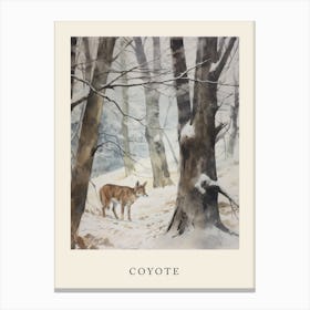 Winter Watercolour Coyote 2 Poster Canvas Print