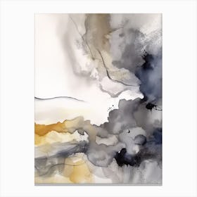 Watercolour Abstract Grey And Mustard 2 Canvas Print