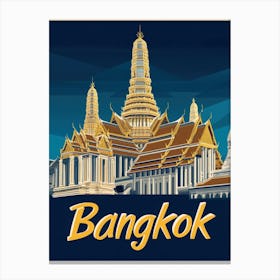 Aihrgdesign A Retro Travel Poster For Bangkok 1 Canvas Print