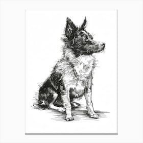 Furry Wire Haired Dog Line Sketch 2 Canvas Print