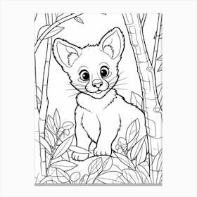 Line Art Jungle Animal Puma 2 Canvas Print