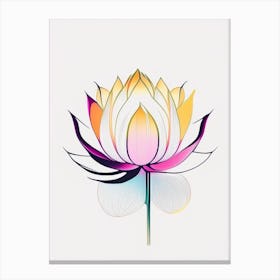 Lotus Flower, Buddhist Symbol Abstract Line Drawing 4 Canvas Print