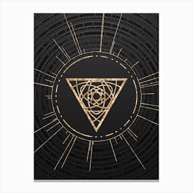 Geometric Glyph Abstract in Gold with Radial Array Lines on Dark Gray n.0021 Canvas Print