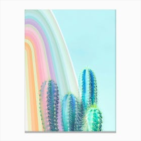 Minimal Dreamy Tropical Cactus Pastel Pink Canvas Print