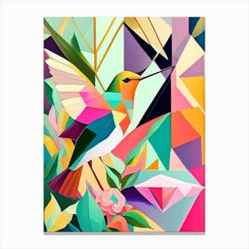 Hummingbird And Geometric Shapes Abstract Still Life 2 Canvas Print
