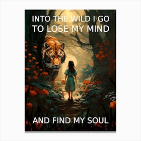 Into The Wild - Girl and Tiger Canvas Print