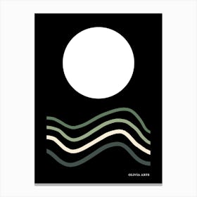 Wave In The Sky.A work of art. The moon. The colorful zigzag lines. It adds a touch of high-level art to the place. It creates psychological comfort. Reassurance in the soul.8 Canvas Print