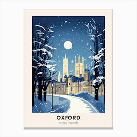 Winter Night  Travel Poster Oxford United Kingdom 2 Canvas Print