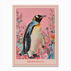Floral Animal Painting Emperor Penguin 2 Poster Canvas Print