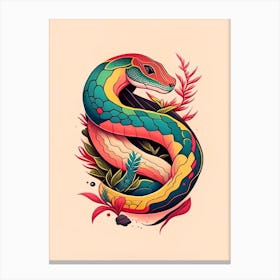 Rough Earth Snake Tattoo Style Canvas Print