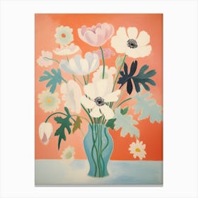 A Vase With Anemone, Flower Bouquet 3 Canvas Print