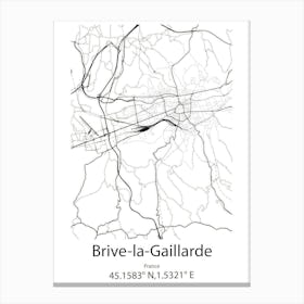 Brive La Gaillarde,France Minimalist Map Canvas Print