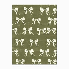 Green And White Bows 2 Pattern Canvas Print