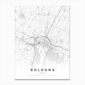 Bologna Italy White Map Canvas Print