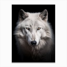 Tundra Wolf Portrait Black And White 4 Canvas Print