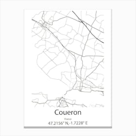 Coueron,France Minimalist Map Canvas Print