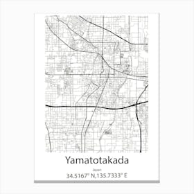 Yamatotakada,Japan Minimalist Map Stampe su tela